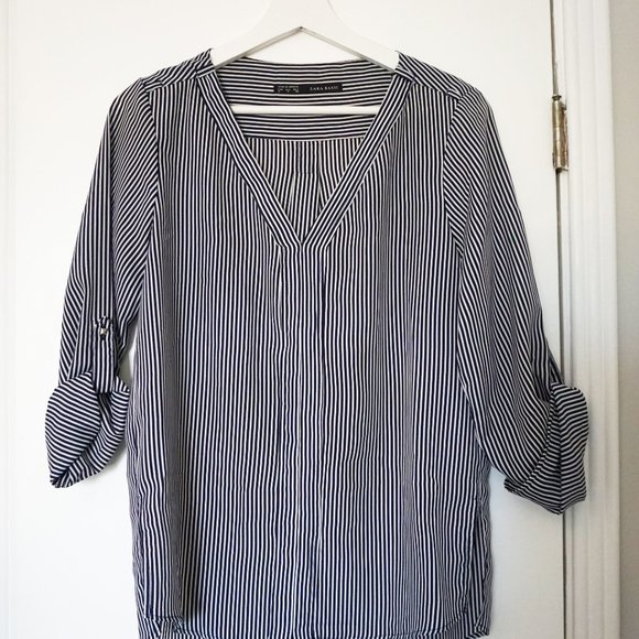 Zara Basic, Size Small, Pinstripe Blouse - Picture 1 of 5